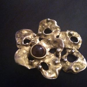 Sterling Silver Israel Brutalist Brooch/Pendant